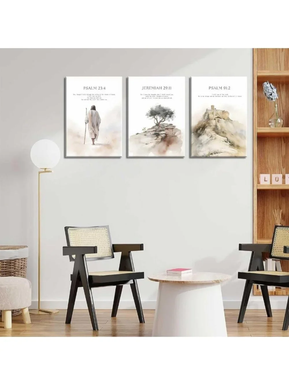 3-Piece Framed Jesus Wall Art Set - Minimalist Bible Verse Canvas Prints for